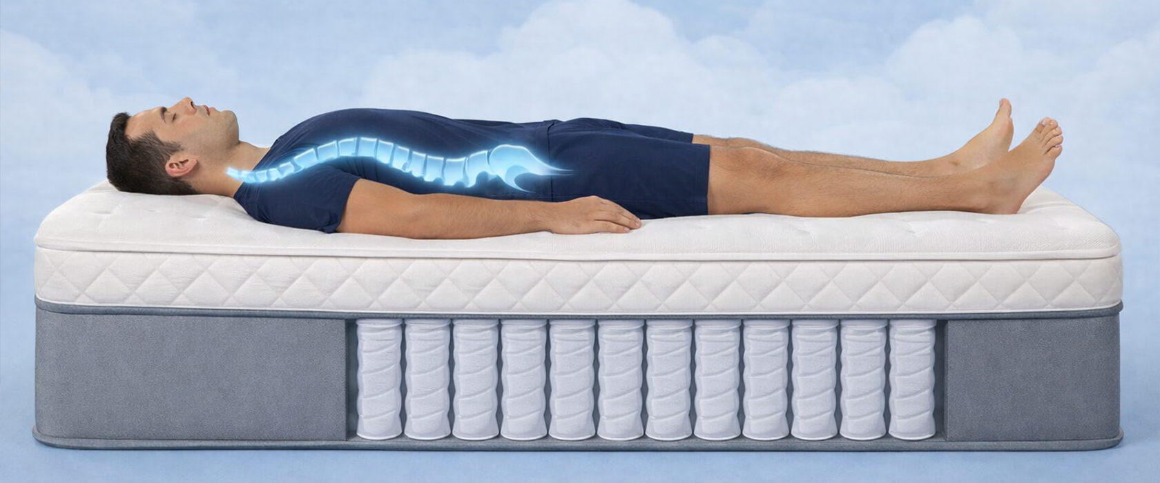 Proper spinal support on a quality mattress